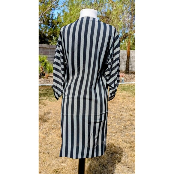 Silk Striped Charles Bianco Italian Collection Sz4 L/S Button-Shoulder Dress GUC - Picture 4 of 6